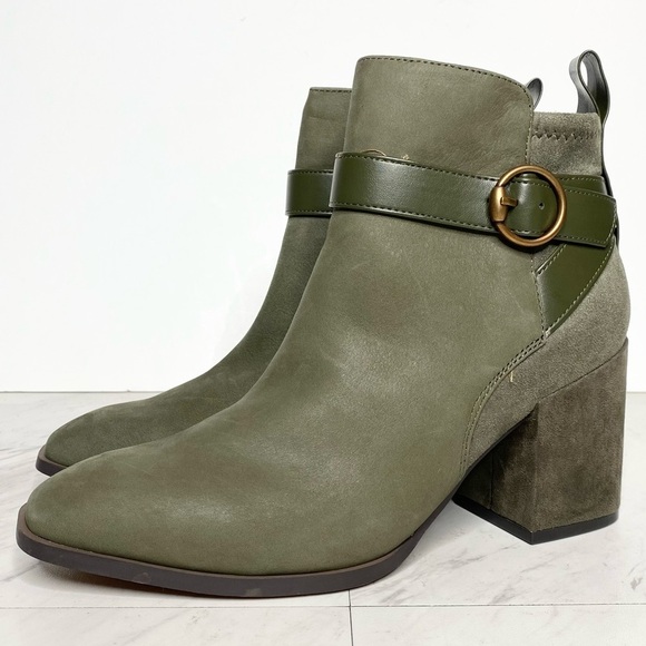 New! Vionic Tenley Green Heeled Bootie 8 - Picture 1 of 14